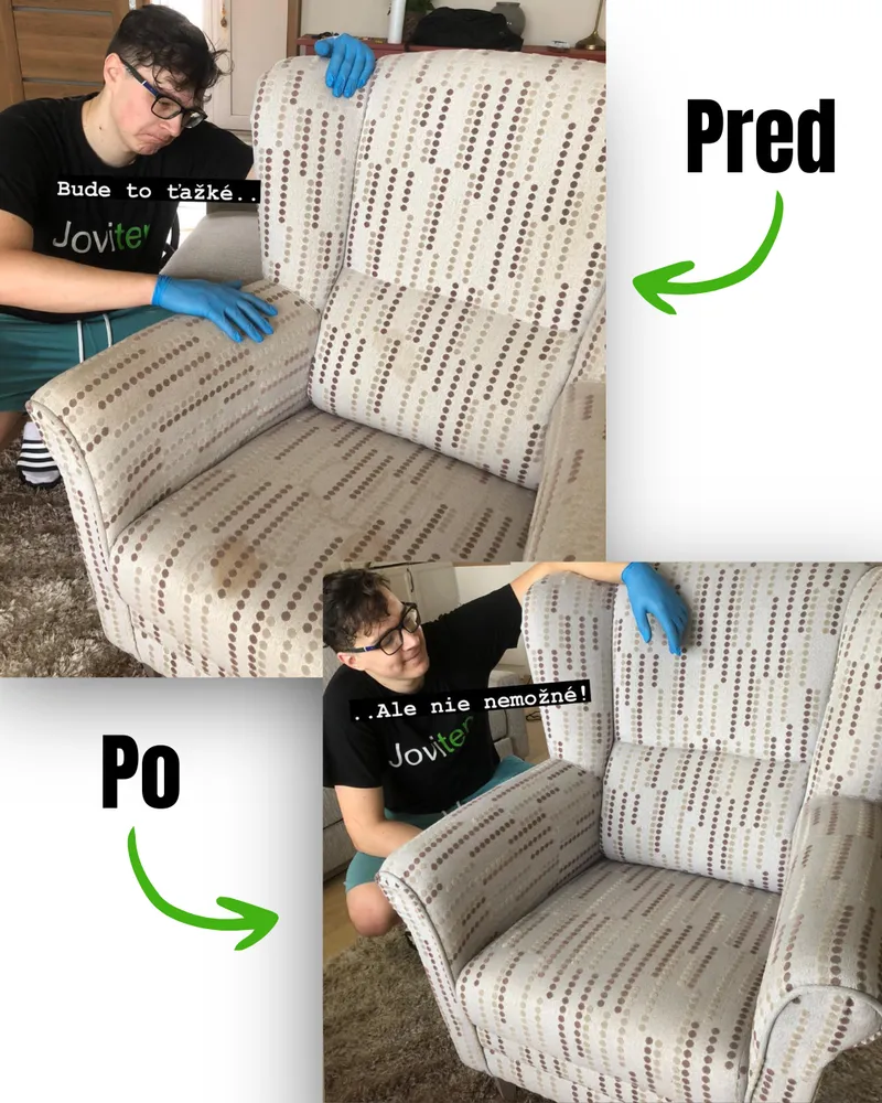 Pred a po čistení sedačky 14