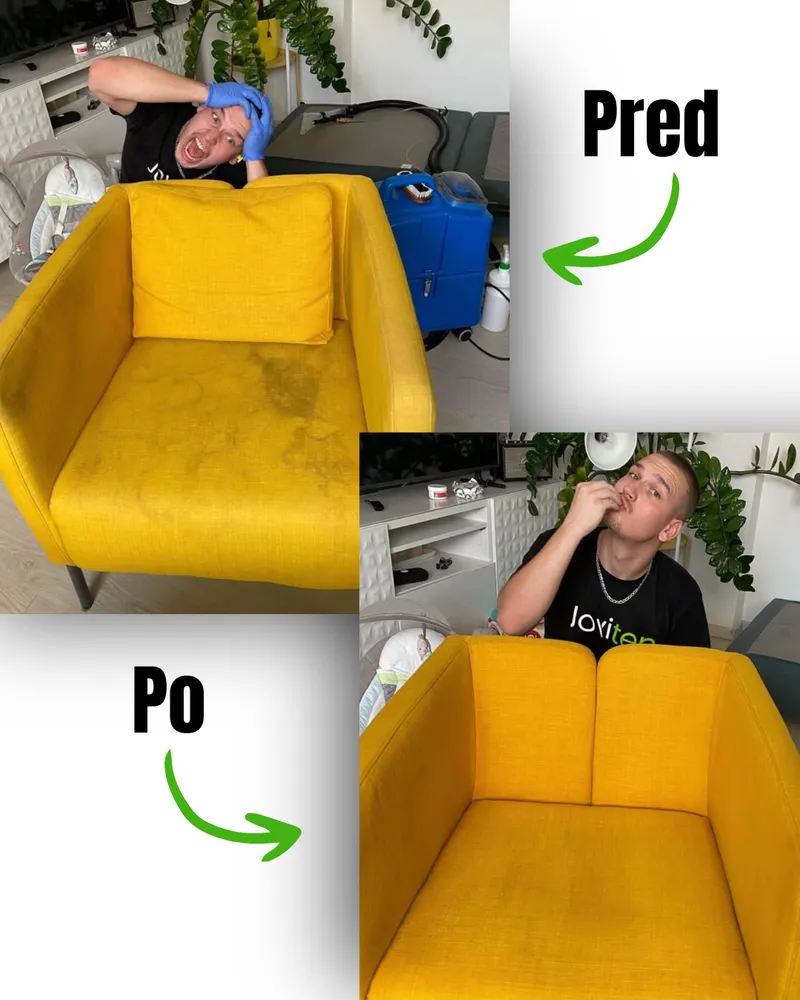 Pred a po čistení sedačky 4